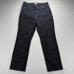 LL Bean Jeans Womens 14 PLT High Rise Regular Classic Fit Black Denim Stretch